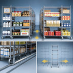 Thumbnail image #3 for Metro qwikTRAK LBTM24C 24-Inch Chrome Floor-Track Double-Deep Mobile Shelving Unit Kit with 74-Inch Posts