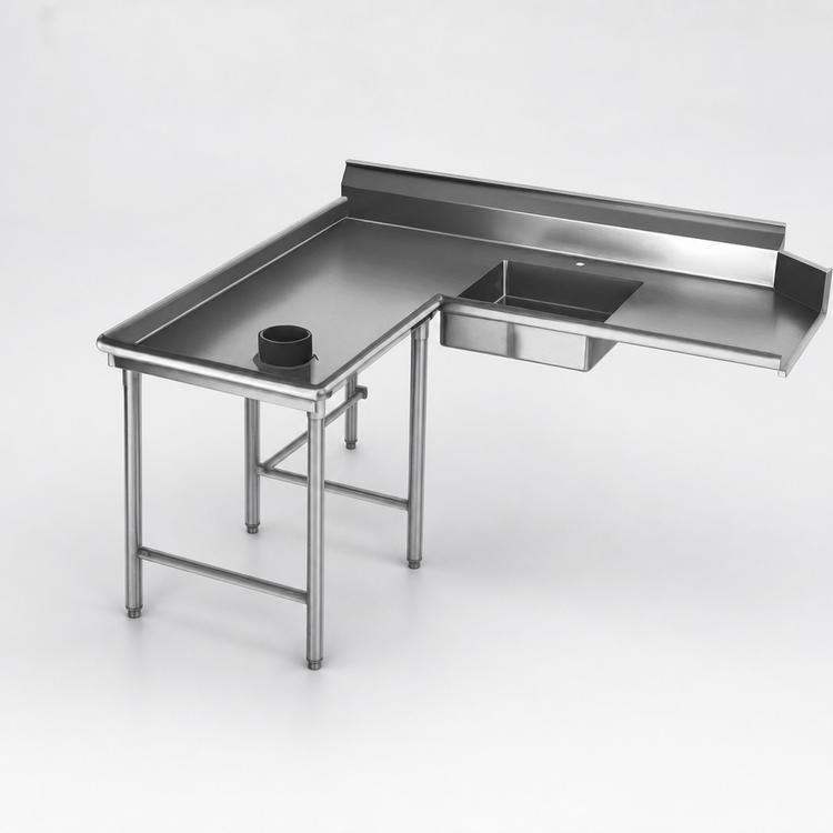 Product image #3 for Eagle Group Island Soiled Dishtable with Pre-Rinse Sink, Left-Hand Operation, 120-Inch Machine-to-Corner x 60-Inch Corner-to-End