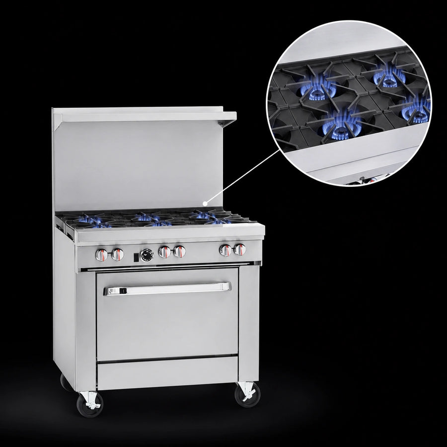 Six Cast Iron Open Burners