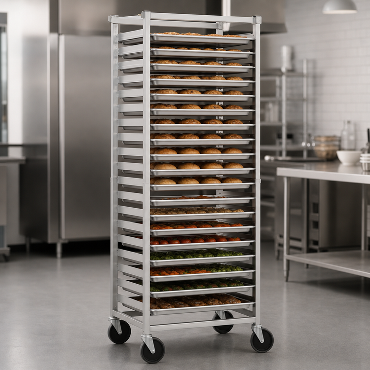 Product image #3 for Panco Full-Height Mobile Tray Utility Rack for 18 x 26 Trays, Open Sides, 24 Capacity