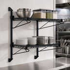 Thumbnail image #3 for Quantum WC34-CB1436BK Wall-Mounted Cantilever Wire Shelving Unit, 2 Shelves, 36 x 14 in, Black Epoxy Finish