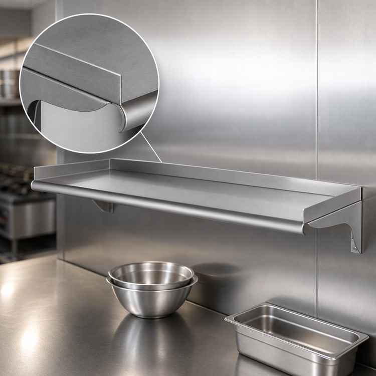 Product image #3 for Eagle Group 48-Inch x 10-Inch Wall-Mounted 16-Gauge Type 304 Stainless Steel Shelf