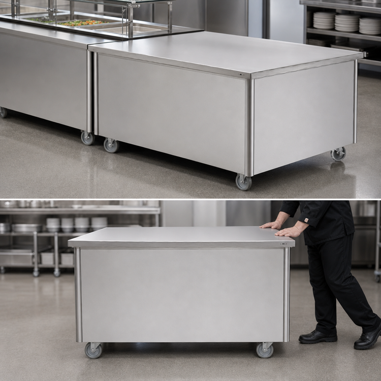 Product image #3 for Randell 72-Inch Mobile Modular Solid Top Stainless Steel Utility Station with Enclosed Base