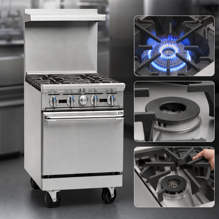 Product image #3 for Imperial Pro Series 24-Inch Gas Restaurant Range with 4 Open Burners and Space Saver Oven