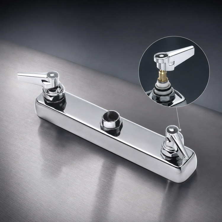 Product image #3 for T&S Brass B-1120-M 8-Inch Center Deck-Mount Workboard Faucet with 6-Inch Swing Nozzle