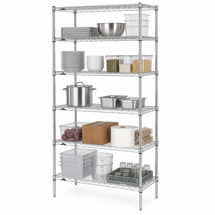 Product image #3 for Metro Super Erecta 5-Shelf Wire Starter Shelving Unit, 72"W x 18"D x 74"H, Brite Finish