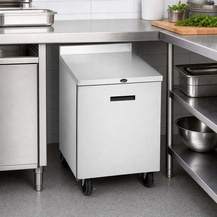 Product image #3 for Randell 27-Inch One-Section Undercounter Reach-In Freezer, 5.7 Cu. Ft., Left-Hinged Solid Door, Self-Contained R290