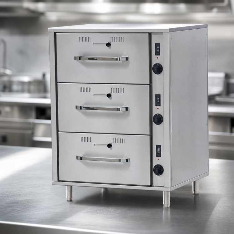 Product image #3 for RedHots DWN-3-120 Freestanding 3-Drawer Narrow Heated Food Warmer