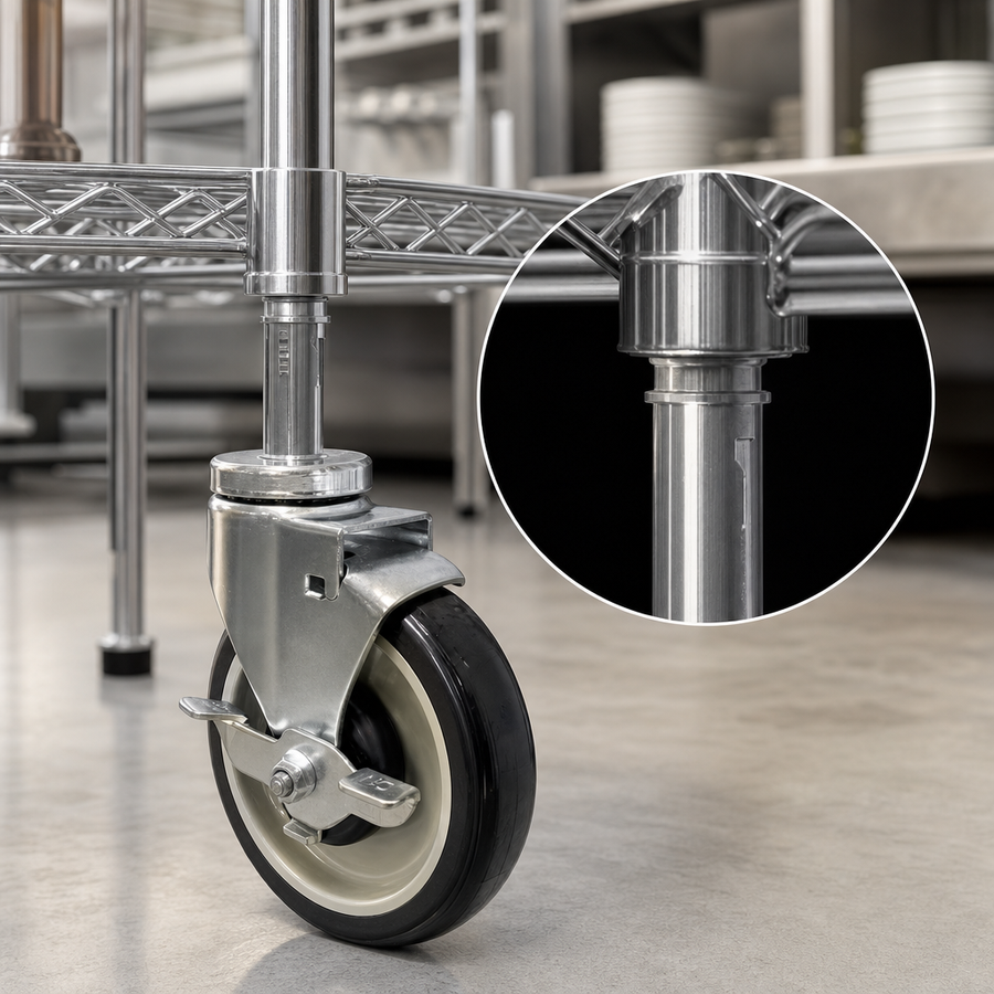 Snap-In Stem for Wire Shelving