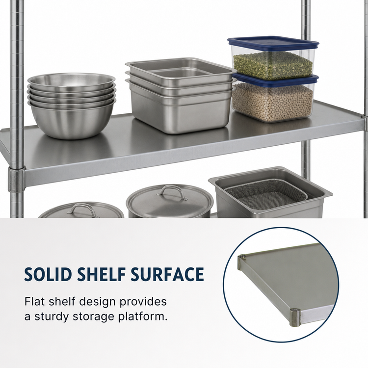 Product image #3 for Eagle Group 48-Inch x 21-Inch Solid Galvanized Shelf with Marine Edge, 600 Lb. Capacity