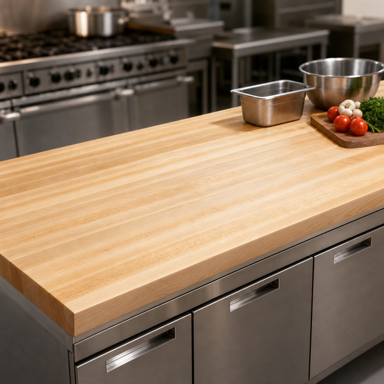 Product image #3 for John Boos Boos Block 120-Inch x 42-Inch Kitchen Countertop, 1-1/2-Inch Thick, Edge Grain Maple, Varnique Finish