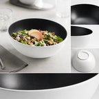 Thumbnail image #3 for American Metalcraft Lift LFTBB9 68 oz Round Angled Melamine Bowl, White with Black Speckles Case of 12