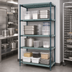 Thumbnail image #3 for Quantum 5-Tier Stationary Wire Plastic Mat Shelving Unit, 42 x 21 x 63 Inches, Green Epoxy