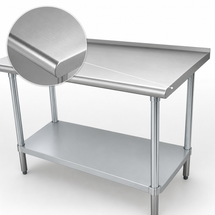 Product image #3 for Advance Tabco Special Value Series Stainless Steel Work Table with 1-1/2 Inch Backsplash and Adjustable Undershelf, 72 x 30 Inches