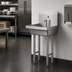 Thumbnail image #3 for BK Resources Single Station Freestanding Stainless Steel Handwash Sink, 24-Inch, Faucet Hole, Basket Drain
