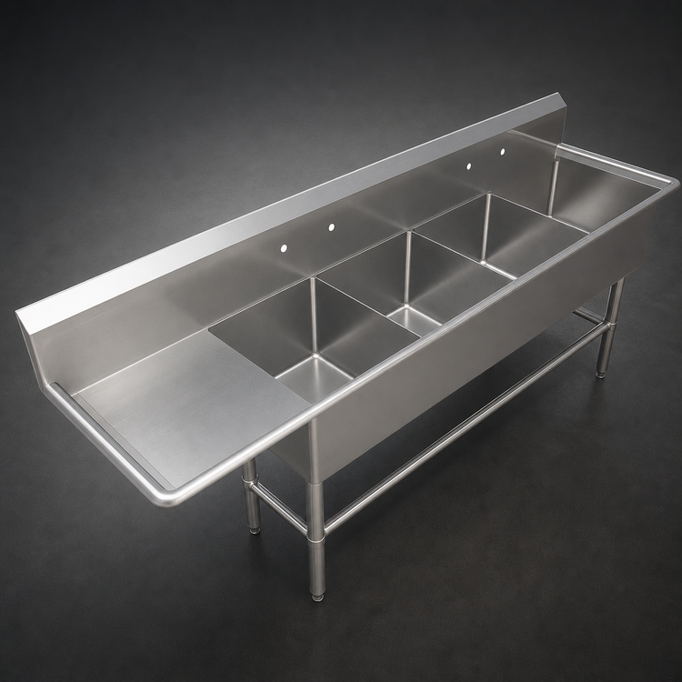 Product image #3 for John Boos Pro-Bowl 4-Compartment Stainless Steel Sink with 24-Inch Left Drainboard
