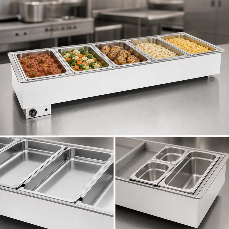 Product image #3 for Atlas Metal WH-5 Electric 5-Pan Drop-In Bain-Marie Hot Food Well