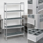 Thumbnail image #3 for Fermod Fermostock 5R68A83 5-Tier Stationary Starter Shelving Unit, Polymer Inserts, 68W x 14D x 83H, Gray Anodized Aluminum