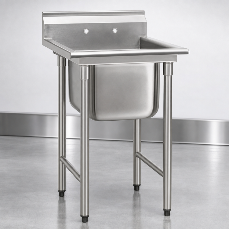 Product image #3 for Eagle Group 314 Series 1-Compartment Sink with Left Drainboard, 40-3/4 Inch Wide, 304 Stainless Steel