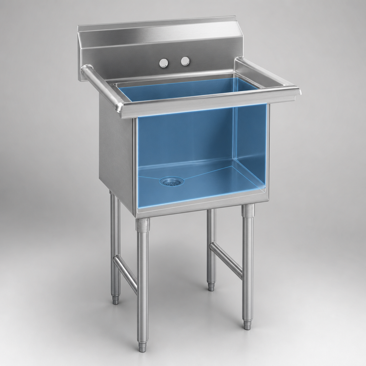 Product image #3 for Advance Tabco FS-1-1620 1-Compartment Fabricated Stainless Steel Sink with Legs and Tile Edge Splash