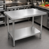Thumbnail image #3 for BK Resources 48 x 18 Inch 18/430 Stainless Steel Flat Top Work Table with Adjustable Undershelf