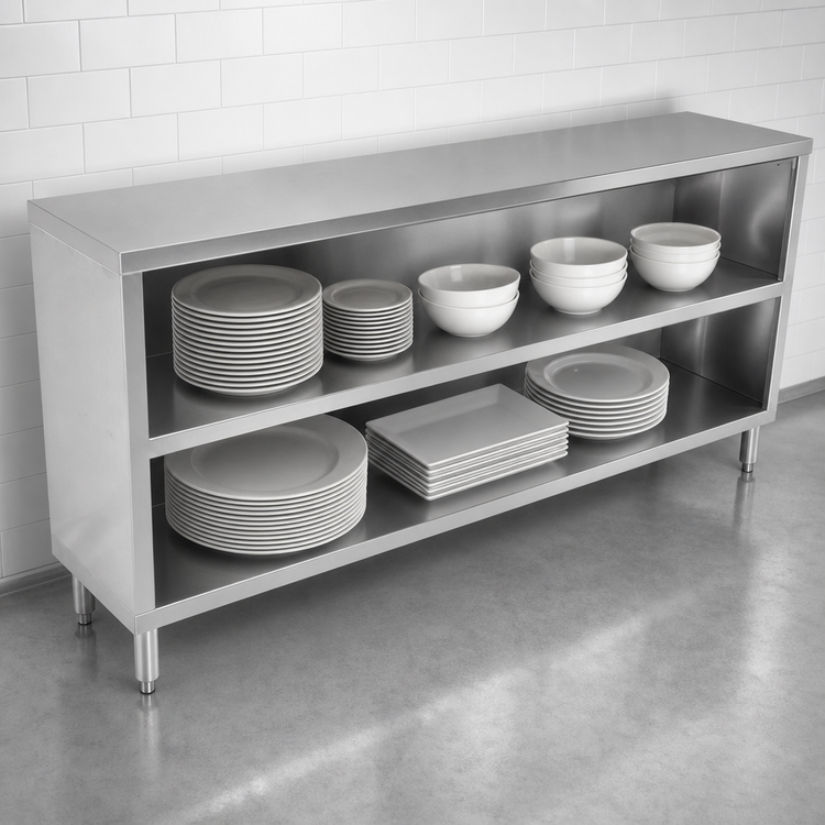 Product image #3 for John Boos 84-Inch Wide Open Front Stainless Steel Dish Storage Cabinet, 15-Inch Deep