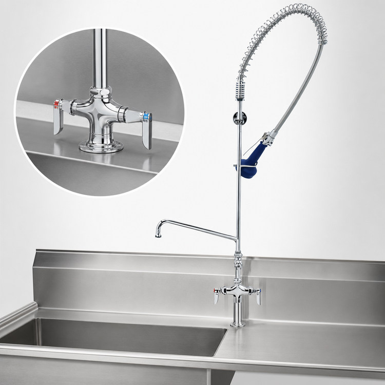 Product image #3 for T&S Brass EasyInstall Single-Hole Deck-Mount Pre-Rinse Unit with 6-Inch Add-On Faucet and 0.65 GPM Spray Valve