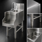 Thumbnail image #3 for Eagle Group Spec-Bar BS18-19 18-Inch Freestanding Stainless Steel Blender Station with Dump Sink, Faucet, and Blender Recessed Step