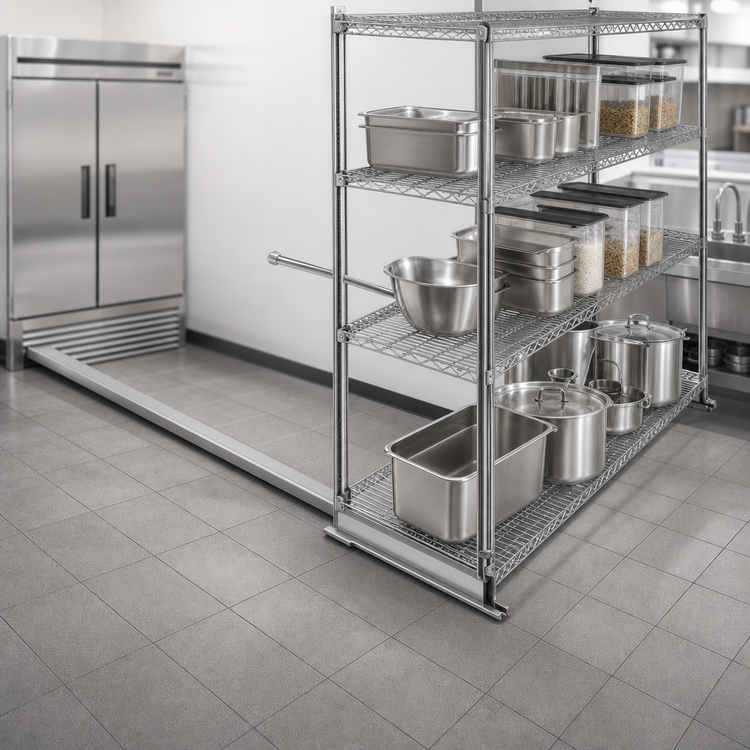 Product image #3 for Eagle Floor-Trak Single-Deep Floor Track Kit for Wire Shelving, 24 Ft.