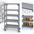 Thumbnail image #3 for Quantum Millenia QPM183674VS-5 Mobile Gray Polymer Shelving Unit, 5 Open Grid Shelves, 36"W x 18"D x 74"H
