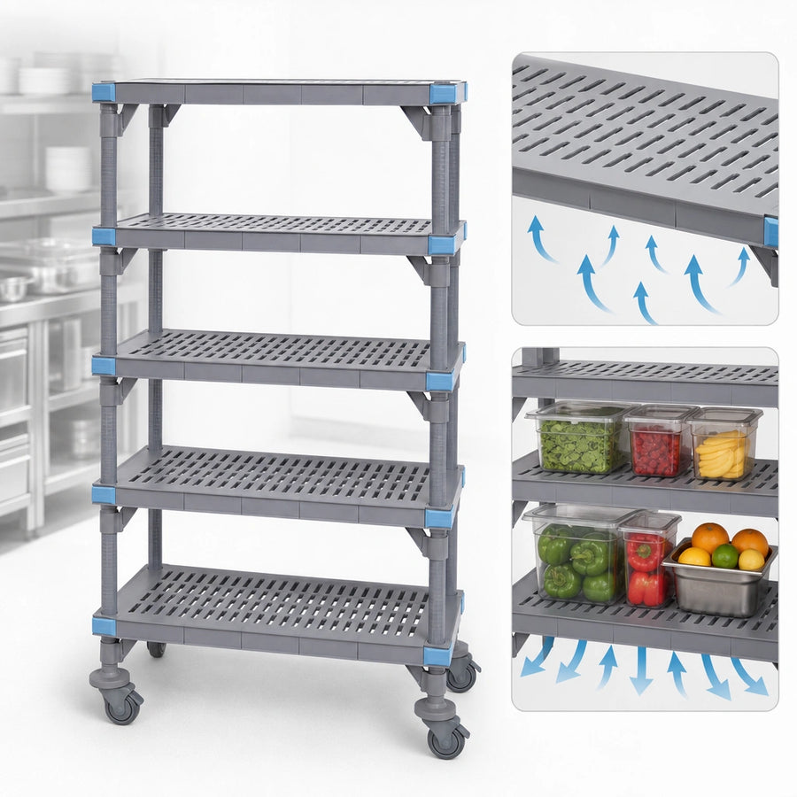 Five Open Grid Shelves