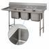 Thumbnail image #3 for Advance Tabco Regaline Deep Drawn 3-Compartment Sink with Left-Hand Drainboard, 36-Inch Drainboard, 14-Gauge 304 Stainless Steel