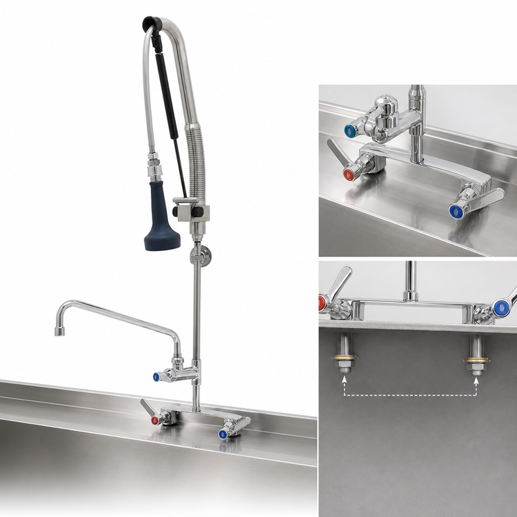 Product image #2 for EverSteel DuraPull Deck-Mount Pull-Down Pre-Rinse Unit with 12-Inch Swing Spout Add-On Faucet