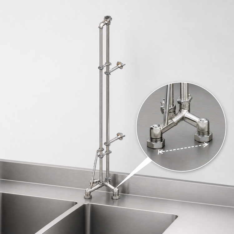 Product image #3 for T&S Brass 8-Inch Center-Set Deck Mount Service Sink Mixing Faucet with Braced Bucket/Pail Hook Nozzle and Elevated Vacuum Breaker