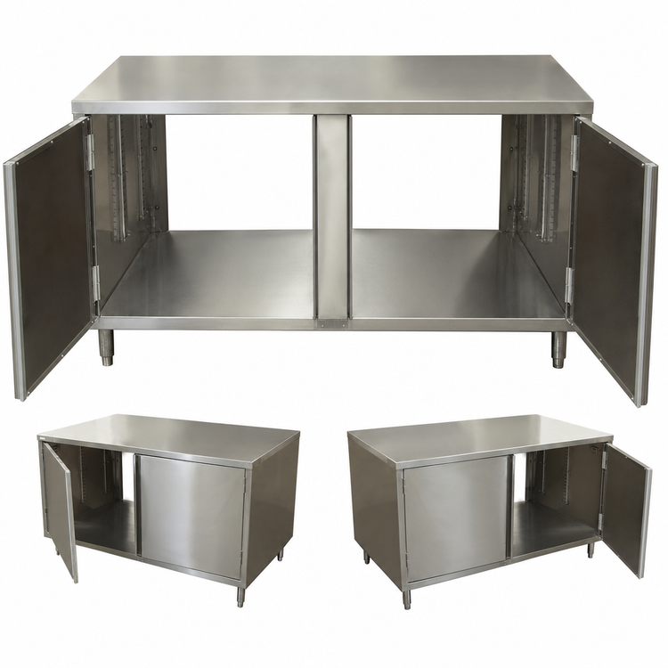 Product image #3 for BK Resources Dual-Access Stainless Steel Chef Table Cabinet Base with Hinged Doors, 18 x 24 x 34-3/4 Inches