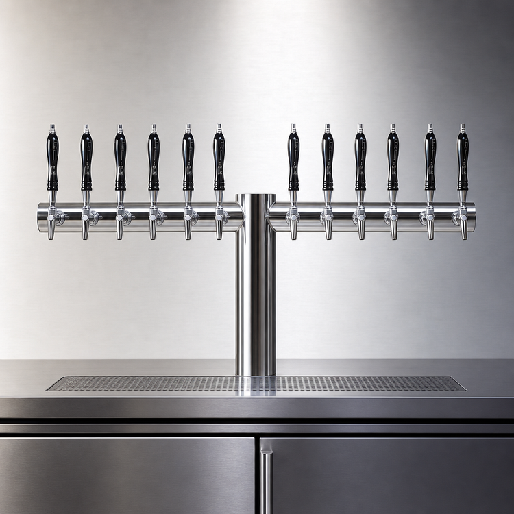 Product image #3 for Perlick Avenue 12-Faucet Glycol-Cooled Countertop T-Pipe Draft Beer Tower, Stainless Steel