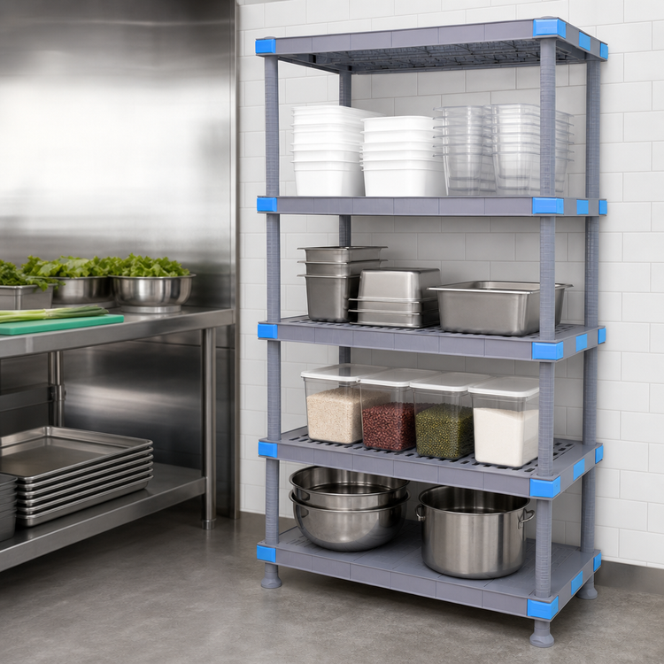 Product image #3 for Quantum Millenia Stationary Polymer Shelving Starter Unit, 48"W x 18"D x 62"H, 4 Shelves