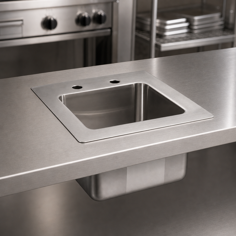 Product image #3 for Omcan USA Single-Compartment Drop-In Stainless Steel Sink with 9 x 9 x 5 Inch Bowl