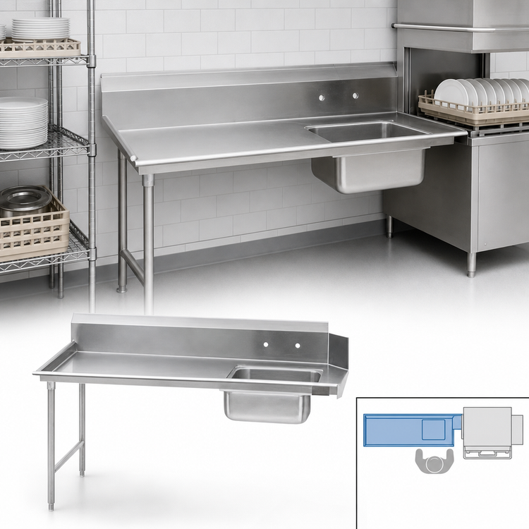 Product image #3 for Advance Tabco Straight Soil Left Dish Table with Pre-Rinse Sink, 119 Inch, 16 Gauge 304 Stainless Steel