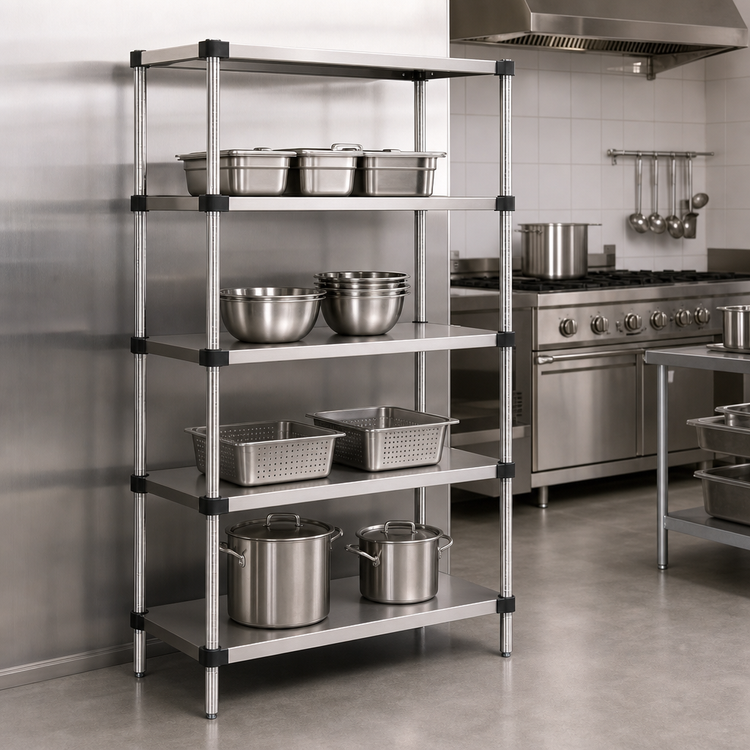Product image #3 for Quantum 24" x 24" x 54" Solid Stainless Steel Shelving Starter Kit, 600-800 lb Capacity