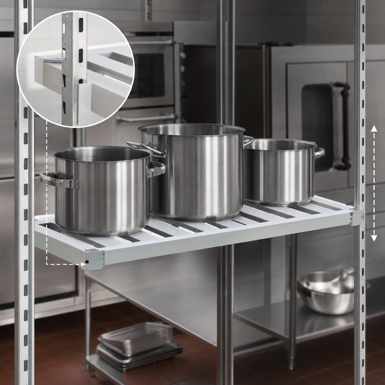 Product image #4 for New Age Adjustable Heavy-Duty T-Bar Shelf, 24 x 48 Inches, Aluminum, 900 lb Capacity