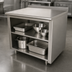 Thumbnail image #3 for Advance Tabco 84-Inch x 24-Inch Open Front Cabinet Base Work Table with Mid-Shelf, 14 Gauge 304 Stainless Steel Top and 1-1/2-Inch Rear Up-Turn