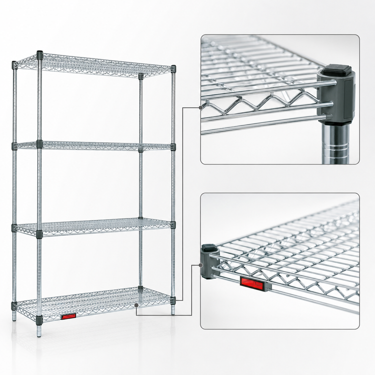 Product image #4 for EAGLEbrite Zinc Double-Mat Wire Shelving Starter Unit, 4-Tier, 36 x 24 x 63 Inches