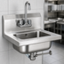Thumbnail image #3 for Eagle Group HSA-10-FO Wall-Mounted 304 Stainless Steel Hand Sink with 14 x 10 x 5 Inch Bowl, Gooseneck Faucet, and Overflow Drain