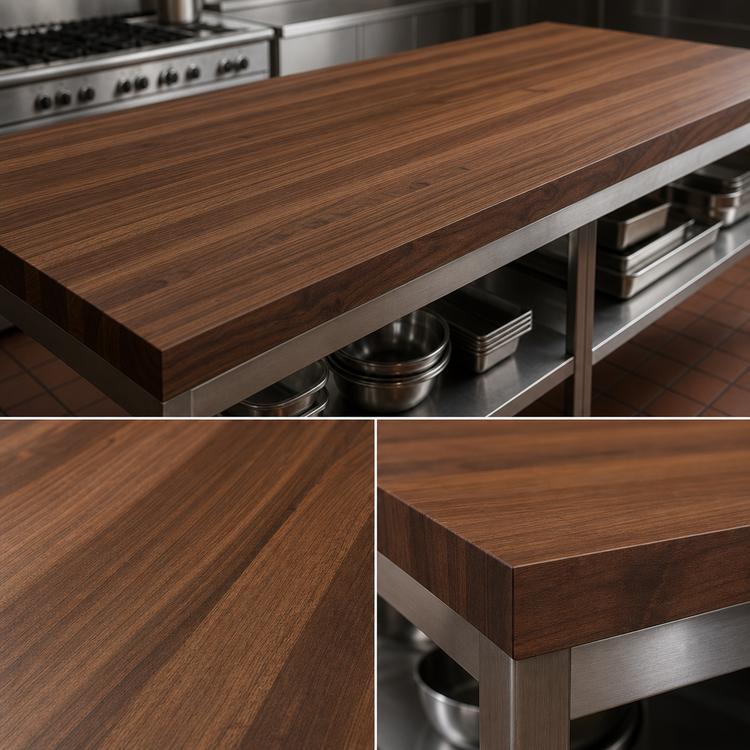 Product image #3 for John Boos Boos Block American Black Walnut Edge-Grain Kitchen Countertop, 84 x 38 x 3 Inch, Flat No-Backsplash