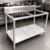 Thumbnail image #3 for Omcan Commercial Stainless Steel Poly-Top Work Table Frame with Undershelf and 6-Inch Backsplash, 60 x 30 x 42 Inches