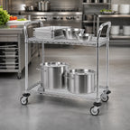 Thumbnail image #3 for Metro Super Erecta MW602 2-Shelf Stainless Steel Utility Cart, Open Base, 24 x 18 in. Wire Shelves, Dual Push Handles
