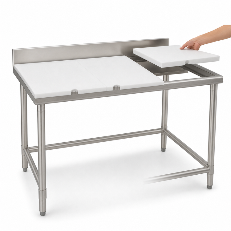 Product image #3 for Eagle Group 60-Inch x 30-Inch Poly Top Cutting Table with Removable 304 Stainless Steel Backsplash and Stainless Steel Tubular Base