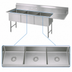 Thumbnail image #3 for BK Resources Three-Compartment Stainless Steel Sink with Right Drainboard, 18 x 18 x 14 Bowls