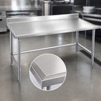 Thumbnail image #3 for Eagle Group Spec-Master T24144STEM-BS 144-Inch x 24-Inch 14-Gauge Stainless Steel Work Table with 4-1/2-Inch Backsplash